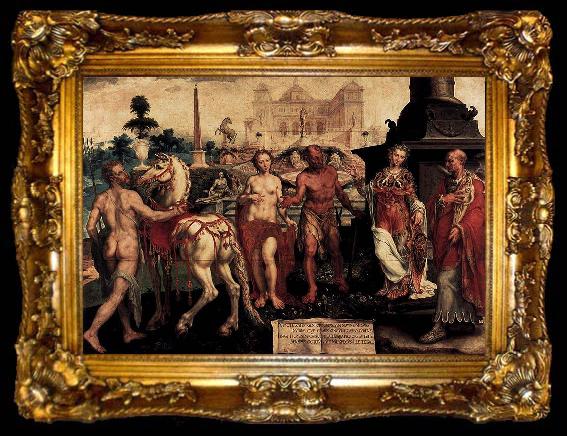 framed  Maarten van Heemskerck Momus Criticizes the Gods